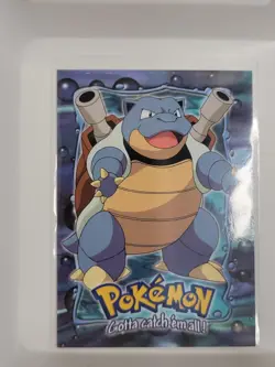 1999 Pokemon Topps #09 Blastoise Holo Blue Logo E9 of 12 Vintage MP - Image 1