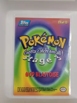 1999 Pokemon Topps #09 Blastoise Holo Blue Logo E9 of 12 Vintage MP - Image 2