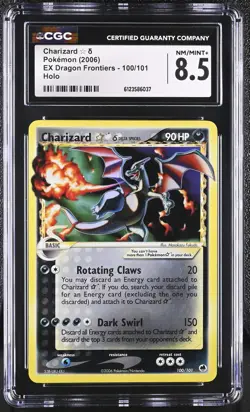 CGC 8.5 Charizard Gold Star 2006 EX Dragon Frontiers 100/101 Holo Pokemon Card - Image 1