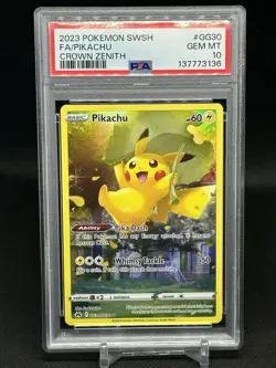 2023 POKEMON SWORD & SHIELD CROWN ZENITH #GG30 FULL ART/PIKACHU PSA 10 - Image 1