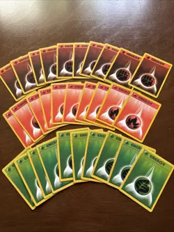 Pokemon TCG Vintage Lot Fighting Fire & Grass Energy Base Set 10 Of Each - Image 1