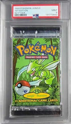 1999 Pokemon 1st Edition Jungle Booster Pack Scyther artwork PSA 9 MINT - Image 1