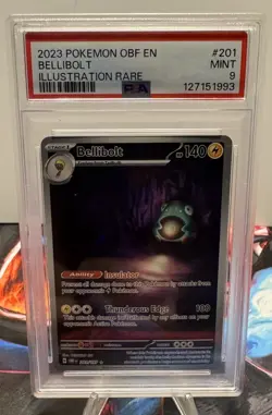 2023 Pokemon Obsidian Flames English Bellibolt #201 Illustration Rare PSA 9 MINT - Image 1