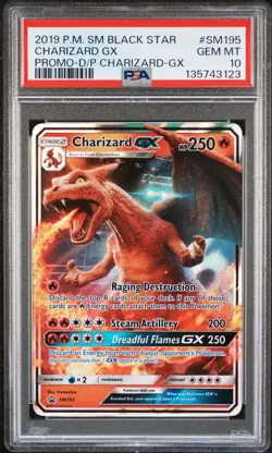2019 POKEMON SM BLACK STAR PROMO #SM195 CHARIZARD GX PSA 10 - Image 1