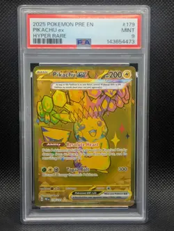 Pikachu ex #179 PSA 9 MINT Prismatic Evolutions Hyper Rare Holo Pokemon TCG - Image 1