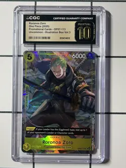ONE PIECE PROMO OP07-113 RORONOA ZORO ILLUSTRATION BOX VOL.3 CGC 10 PRISTINE - Image 1