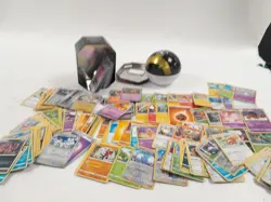 Large Bundle of Assorted Pokemon Cards with Tins and Ball Case Some Holo - Image 1