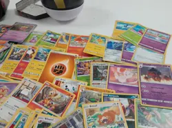 Large Bundle of Assorted Pokemon Cards with Tins and Ball Case Some Holo - Image 5