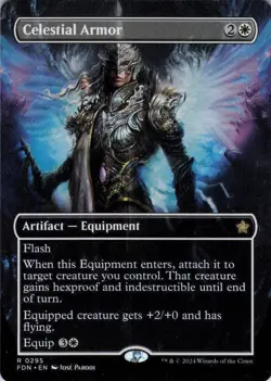 MTG Celestial Armor (Borderless) (295) | NM | Foundations {FDN} - Image 1