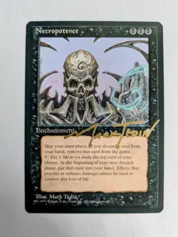 MTG ICE AGE Necropotence SIGNED IN GOLD BY MARK TEDIN - Image 1