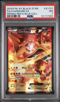 2016 Pokemon Charizard EX XY Black Star Promo XY121 Full Art Red & Blue NM PSA 7 - Image 3