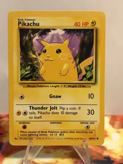 Pokemon TCG Card - Pikachu 58/102 LP Yellow Cheeks Base Set WOTC 1999 - Image 1