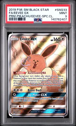 2019 POKEMON SM BLACK STAR PROMO #SM233 FULL ART/EEVEE GX PSA 9 - Image 1