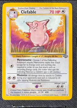 CLEFABLE 17/64 RARE JUNGLE POKEMON MP - Image 1