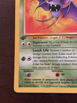 Pokemon TCG Zubat Fossil 57/62 1st Edition Basic Common 40 HP English 1999 - Image 2