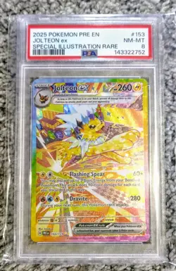 2025 Pokemon Prismatic Evolutions SIR PSA 8 Jolteon ex #153 Super Rare 🔥🔥🔥 - Image 1