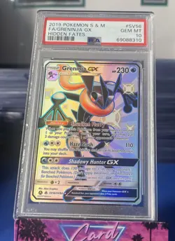 2019 POKEMON SUN & MOON HIDDEN FATES #SV56 FULL ART/GRENINJA GX PSA 10 - Image 1