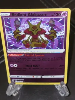 Radiant Alakazam 059/195 SWSH Silver Tempest Shiny Holo Rare Pokemon TCG 2022 NM - Image 1