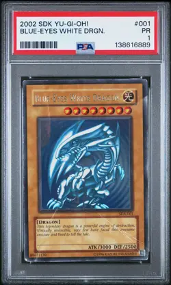 2002 YU-GI-OH! STARTER DECK: KAIBA #001 BLUE-EYES WHITE DRAGON PSA 1 - Image 1