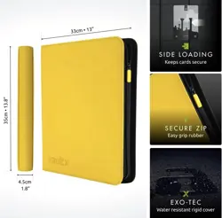 Vault X 4 Pocket Trading Card Zip Binder, 160 Cards, Premium Exo-Tec - Yellow - Image 2