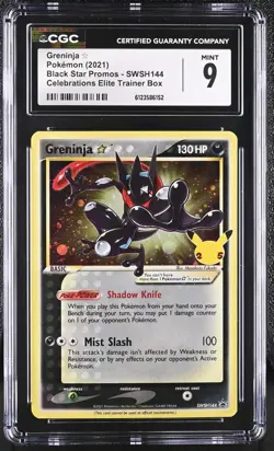 CGC 9 MINT Greninja Gold Star 2021 Black Star Promos SWSH144 Holo Pokemon Card - Image 1