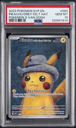 2023 POKEMON SVP EN-SV BLACK STAR PROMO #085 PIKACHU WITH GREY FELT HAT PSA 10 - Image 1