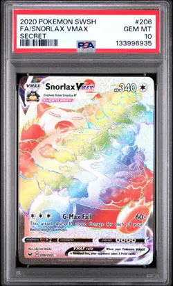PSA 10 - Snorlax VMAX 206/202 SWSH Sword & Shield Base Set - Pokemon - Image 1