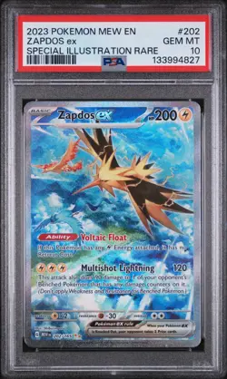 Zapdos EX Special Illustration Rare PSA 10 202/165 2023 Pokemon Mew EN 151 - Image 1