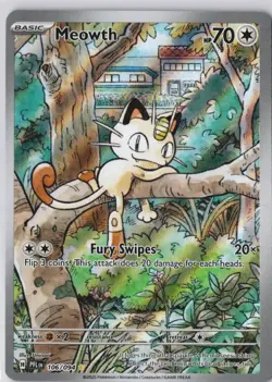 Meowth 106/094 PFL Phantasmal Flames Illustration Rare NM Pokemon Art Card - Image 1