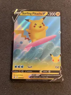Surfing Pikachu V 006/025 Celebrations NM Ultra Rare Pokemon Card - Image 1