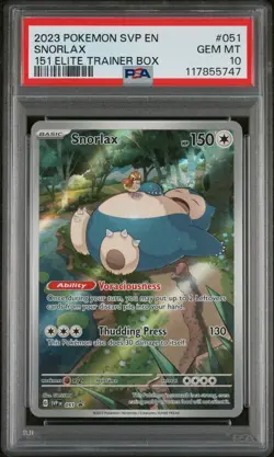 2023 Pokemon Svp En 151 ETB Promo 051 Snorlax PSA 10 - Image 1