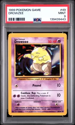 1999 POKEMON BASE SET UNLIMITED #49 DROWZEE PSA 9 - Image 1