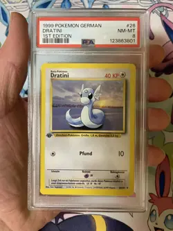 1999 Pokemon German #26 Dratini 1st Edition PSA 8 - Image 1