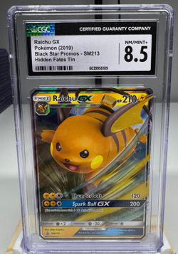 Raichu GX SM213 – Hidden Fates Tin Black Star Promo Pokemon Card CGC 8.5 - Image 1