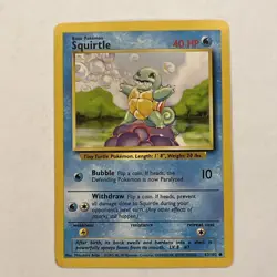 Pokemon TCG Squirtle Base Set Unlimited Common Card 63/102 LP/MP - Image 1