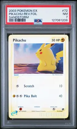 PIKACHU 2003 Pokemon EX Sandstorm Reverse Holo #72 - PSA 7 - Image 1