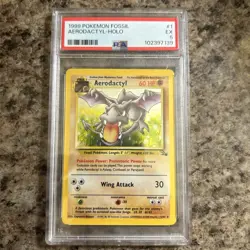 1999 POKEMON FOSSIL 1ST EDITION #16 AERODACTYL PSA 5 - Image 1