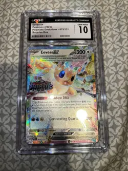 CGC 10 Eevee ex 075/131 Stamped Ultra Rare Prismatic Evolutions Pokemon TCG - Image 1
