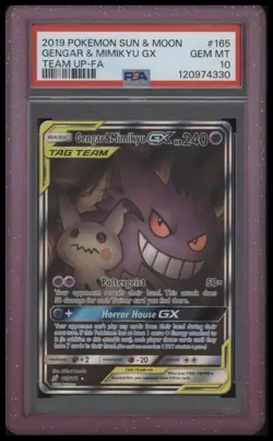 Gengar & Mimikyu GX 2019 Pokemon Sun & Moon Team Up FA 165/181 PSA 10 GEM MINT - Image 1