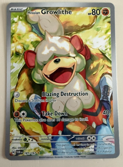 Pokemon Twilight Masquerade Hisuian Growlithe 181/167 Illustration Rare Holo NM - Image 1