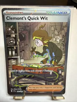 Pokemon TCG Trainer Card Clemont's Quick Wit Rare Holo, 243/191, Surging Sparks - Image 1