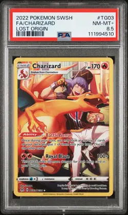 2022 POKEMON SWORD & SHIELD LOST ORIGIN #TG03 FULL ART/CHARIZARD PSA 8.5 - Image 1