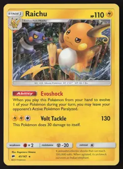 Raichu Cosmos Holo 41/147 Pokemon Burning Shadows - Image 1