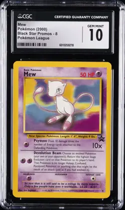 2000 POKEMON BLACK STAR PROMOS POKEMON LEAGUE #8 MEW CGC 10 GEM MINT - Image 1