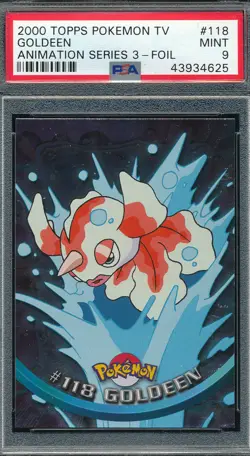 FOIL PSA 9 MINT GOLDEEN 2000 TOPPS POKEMON TV 118 ANIMATION GRADED RARE PM-TPHLC - Image 1
