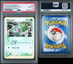 2004 POKEMON EX TEAM MAGMA VS AQUA #39 BULBASAUR REV FOIL REVERSE HOLO PSA 8 - Image 3