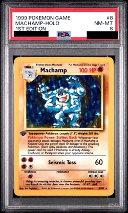 1999 Pokemon Machamp Holo 1st Edition PSA Graded NM-MT 8 - Image 1