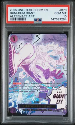 One Piece PRB02 Event Manga - Gum-Gum Giant - Alt Art - OP09-078 - PSA 10 - Image 1