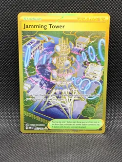 Jamming Tower 243/182 Pokemon Destined Rivals Gold Hyper Rare NM Card - Image 1