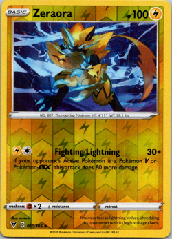 Zeraora 061/185 Reverse Holo Near Mint SWSH04: Vivid Voltage Pokemon card - Image 1